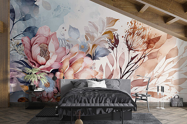 Painting of flowers and leaves Painting of flowers and leaves