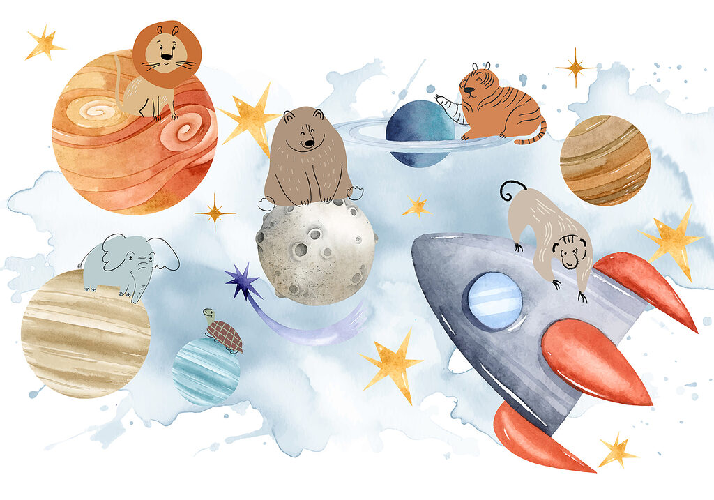 Group of animals in space Group of animals in space