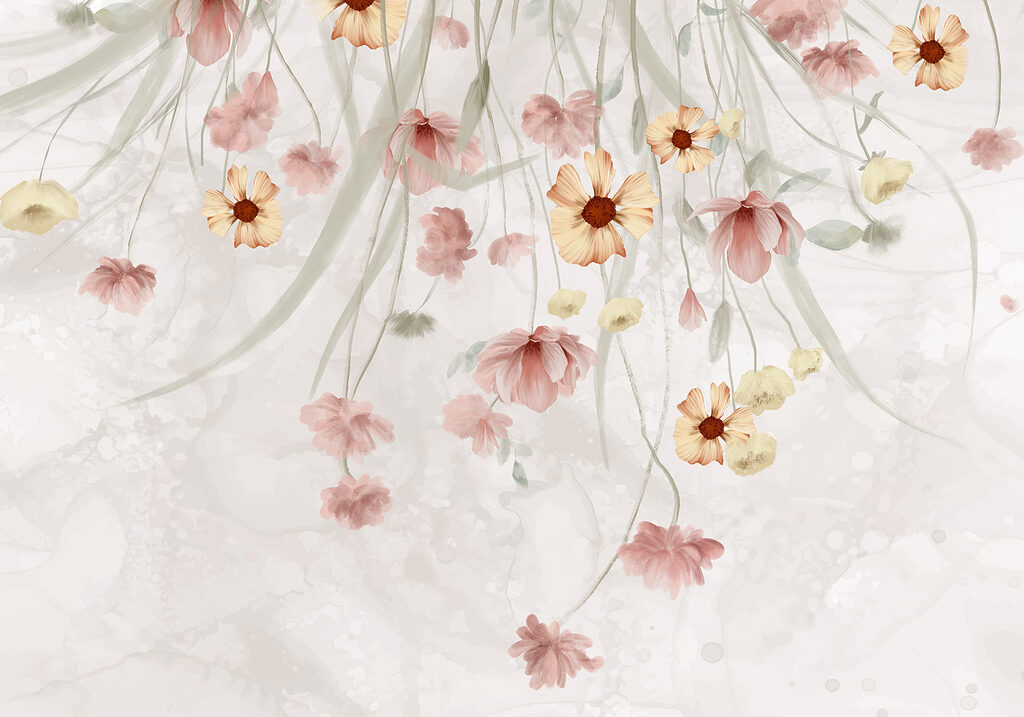 Painting of flowers on a white background Painting of flowers on a white background