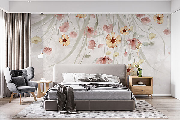 Painting of flowers on a white background Painting of flowers on a white background