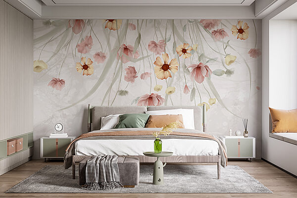 Painting of flowers on a white background Painting of flowers on a white background