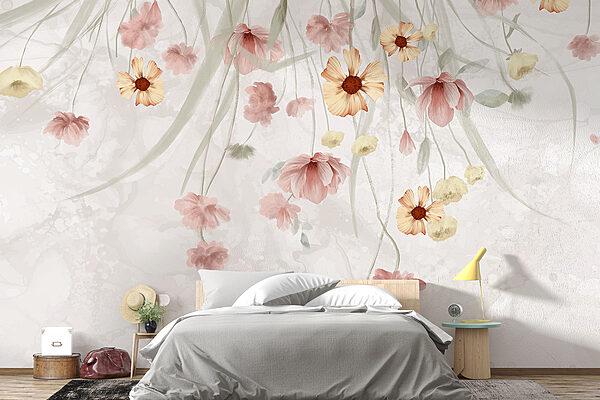 Painting of flowers on a white background Painting of flowers on a white background