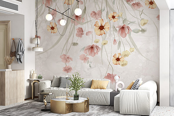 Painting of flowers on a white background Painting of flowers on a white background