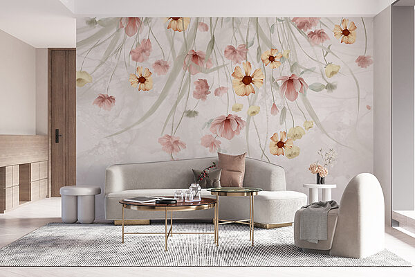 Painting of flowers on a white background Painting of flowers on a white background