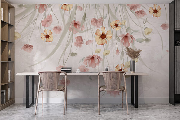 Painting of flowers on a white background Painting of flowers on a white background