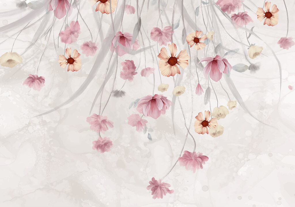 Painting of flowers on a white background Painting of flowers on a white background