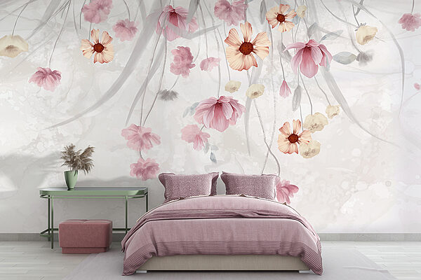Painting of flowers on a white background Painting of flowers on a white background