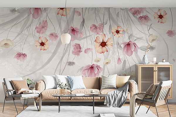 Painting of flowers on a white background Painting of flowers on a white background