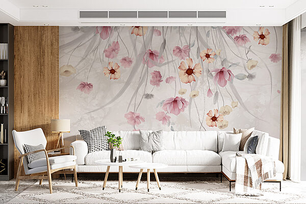 Painting of flowers on a white background Painting of flowers on a white background