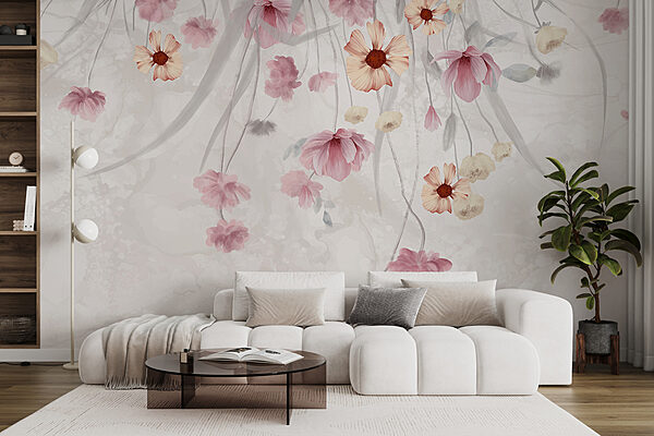 Painting of flowers on a white background Painting of flowers on a white background