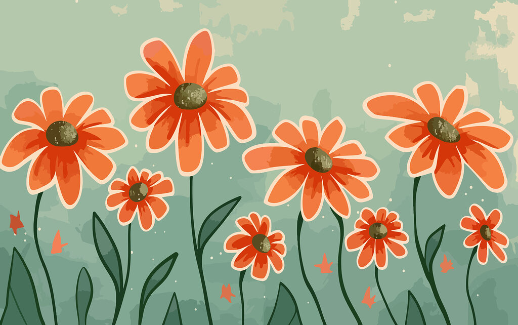 Group of orange flowers Group of orange flowers