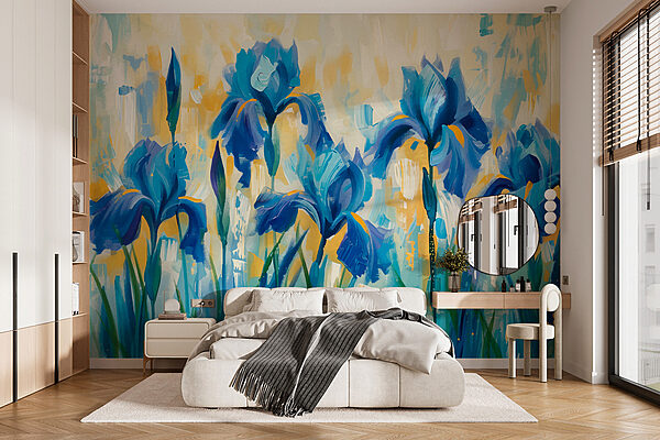 Painting of blue flowers Painting of blue flowers