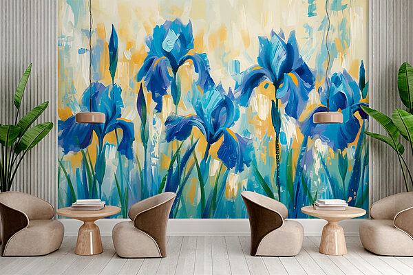 Painting of blue flowers Painting of blue flowers