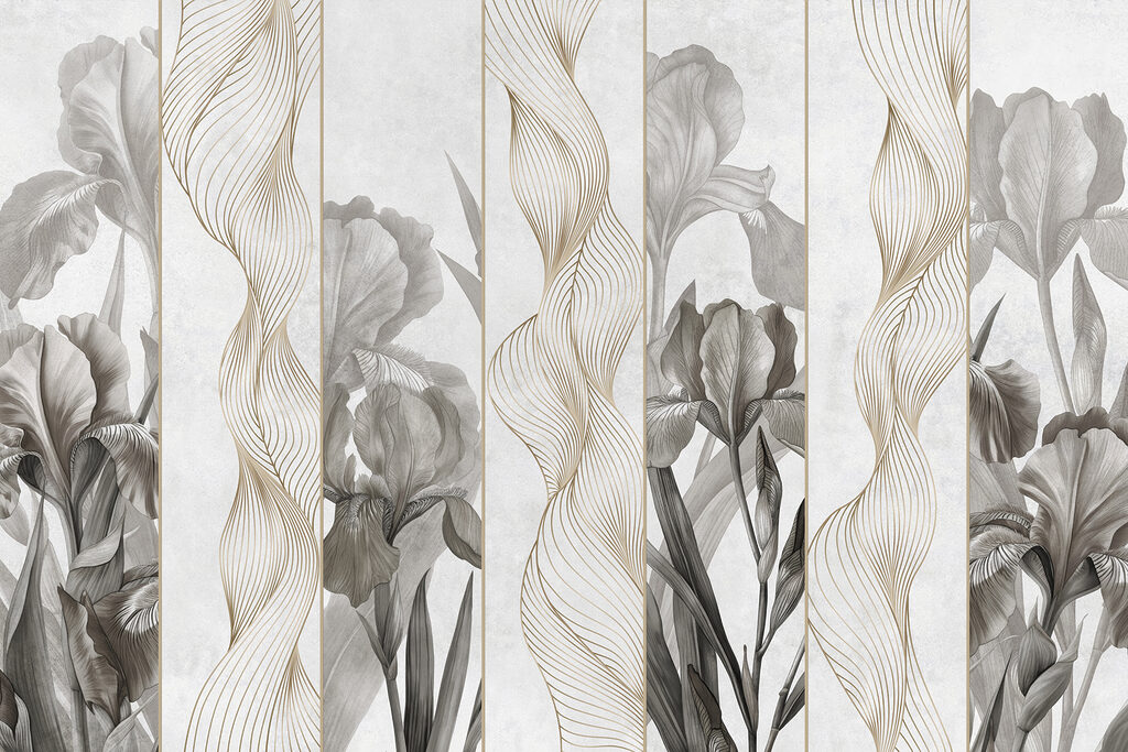 Wallpaper with flowers and lines Wallpaper with flowers and lines