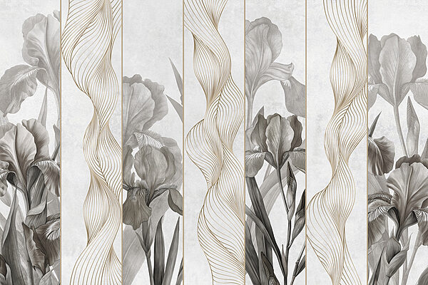Wallpaper with flowers and lines Wallpaper with flowers and lines