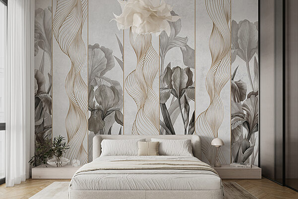 Wallpaper with flowers and lines Wallpaper with flowers and lines