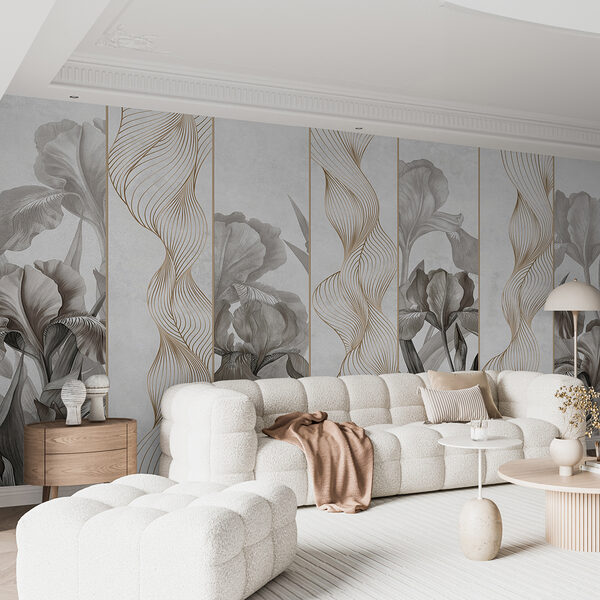 Wallpaper with flowers and lines Wallpaper with flowers and lines