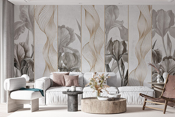 Wallpaper with flowers and lines Wallpaper with flowers and lines