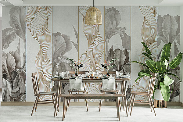 Wallpaper with flowers and lines Wallpaper with flowers and lines