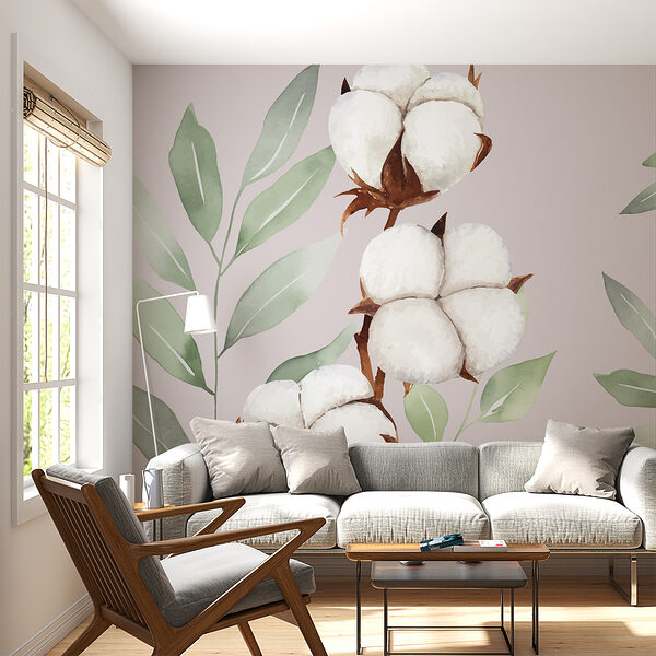 Cotton flowers and leaves Cotton flowers and leaves
