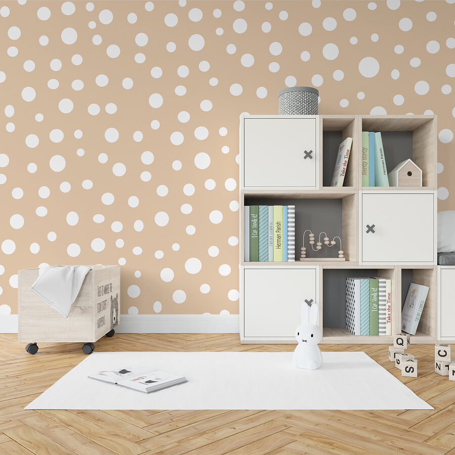 White dots on a pink background