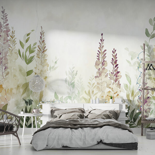 Wall murals Painting of flowers and leaves (SKU: w01562) Wall murals Wall murals Painting of flowers and leaves (SKU: w01562)