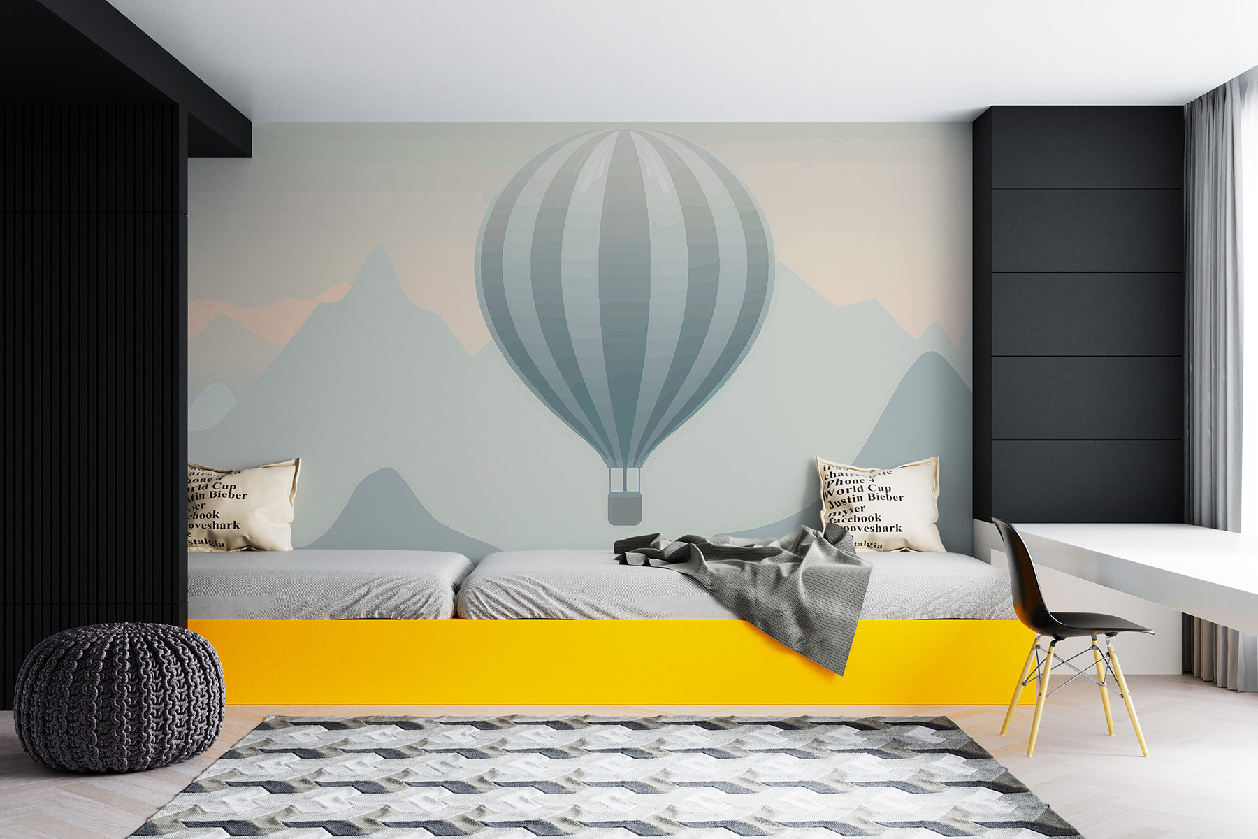 Hot air balloon in the air