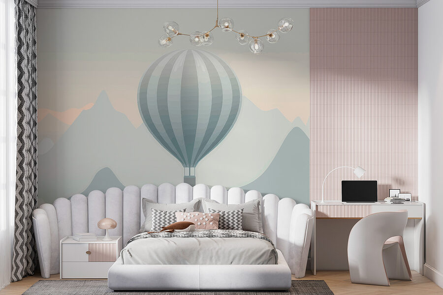 Hot air balloon in the air