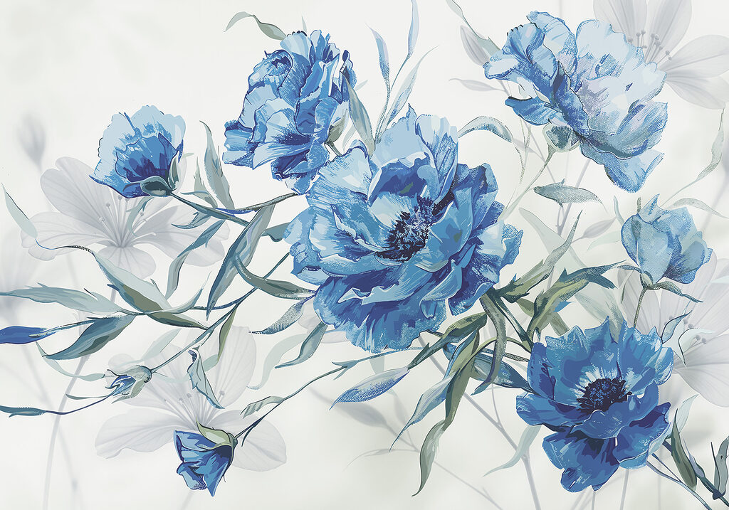 Blue flowers on a white background Blue flowers on a white background