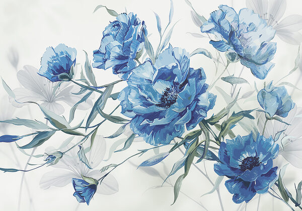 Blue flowers on a white background Blue flowers on a white background