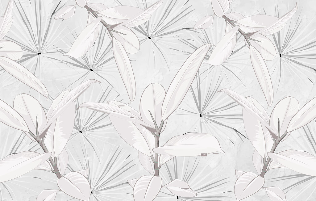 White leaves and a grey background White leaves and a grey background