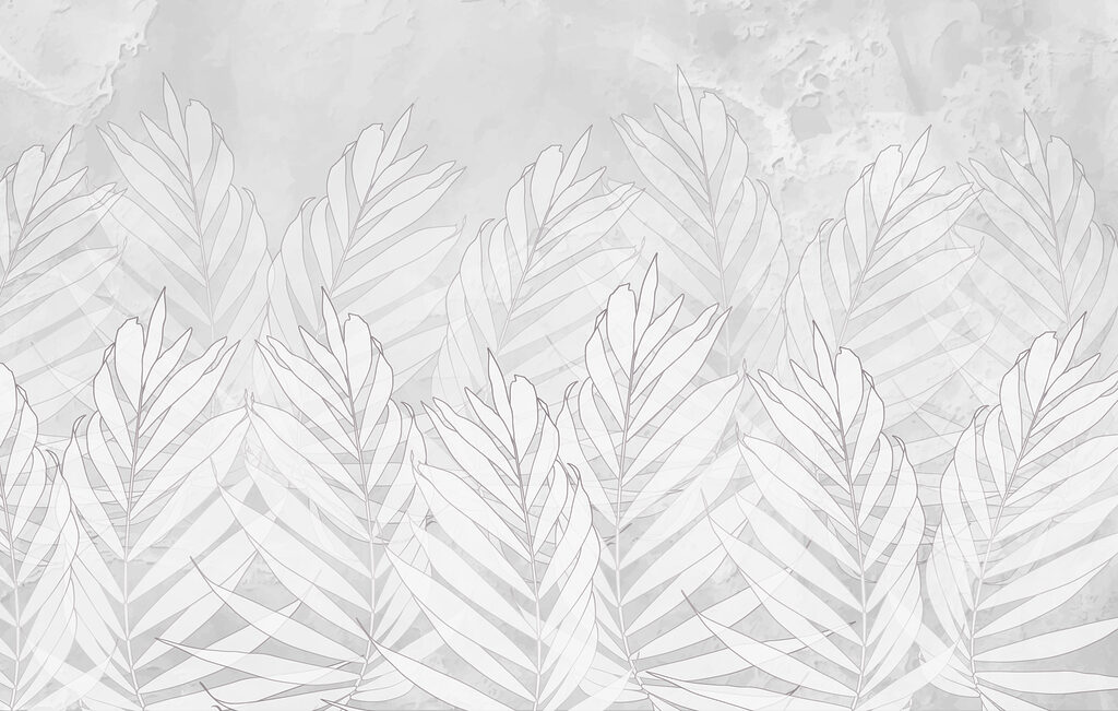 White line drawing of leaves White line drawing of leaves