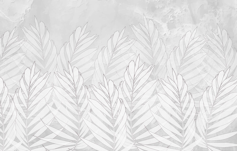 Wall murals White line drawing of leaves - Image 3