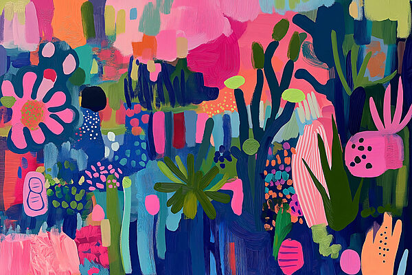 Colorful painting of plants and flowers w08284p 600x400 - Colorful painting of plants and flowers