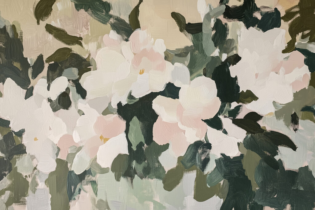 Painting of flowers and leaves Painting of flowers and leaves