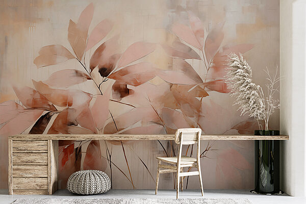 Painting of leaves on a white surface Painting of leaves on a white surface