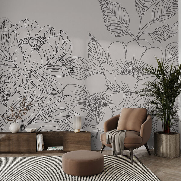 Drawing of flowers and leaves