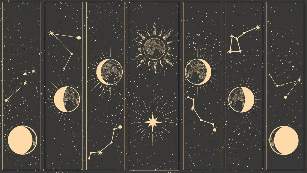 Group of banners with moon and stars Group of banners with moon and stars
