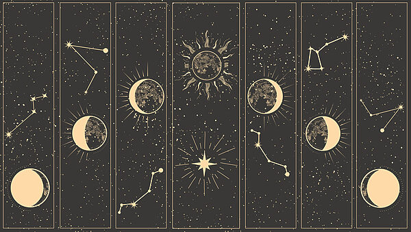 Group of banners with moon and stars Group of banners with moon and stars
