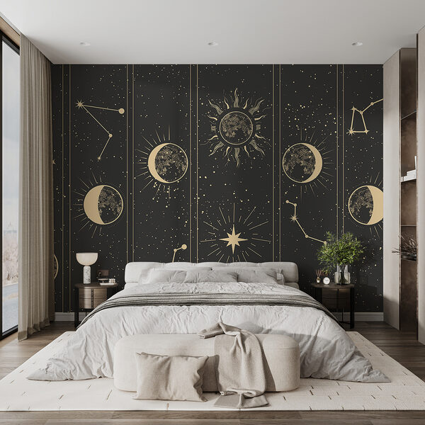 Group of banners with moon and stars Group of banners with moon and stars