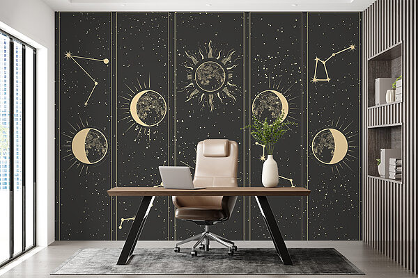 Group of banners with moon and stars Group of banners with moon and stars