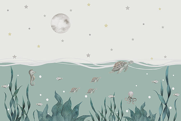 Seaweed and seahorses under the water Seaweed and seahorses under the water