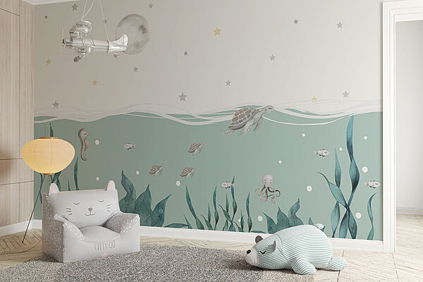 Seaweed and seahorses under the water Seaweed and seahorses under the water