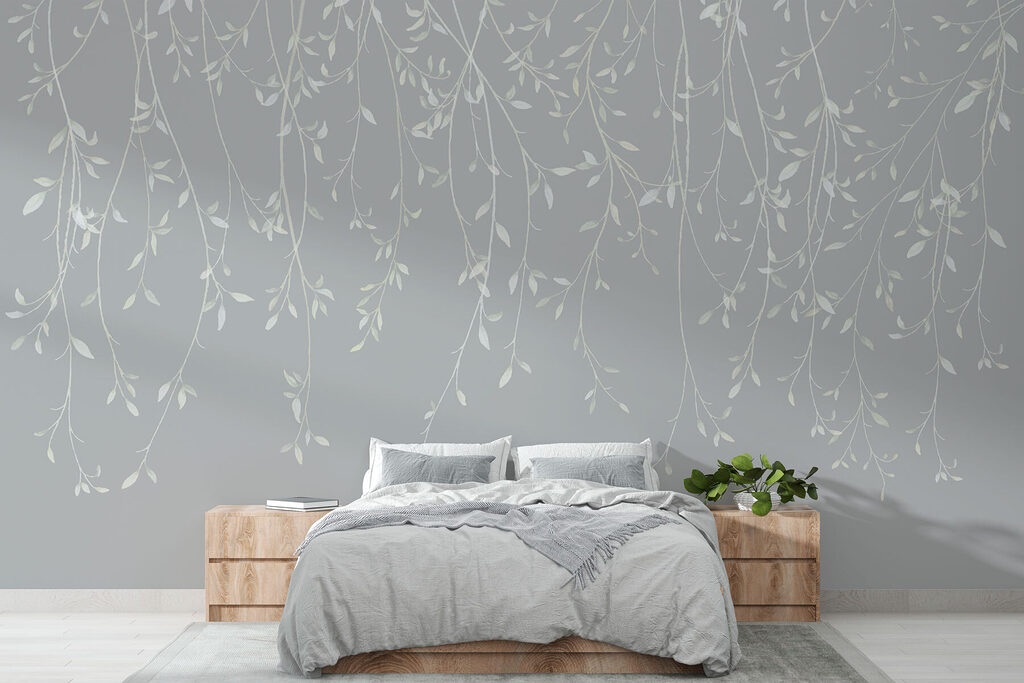 White and gray background with leaves White and gray background with leaves