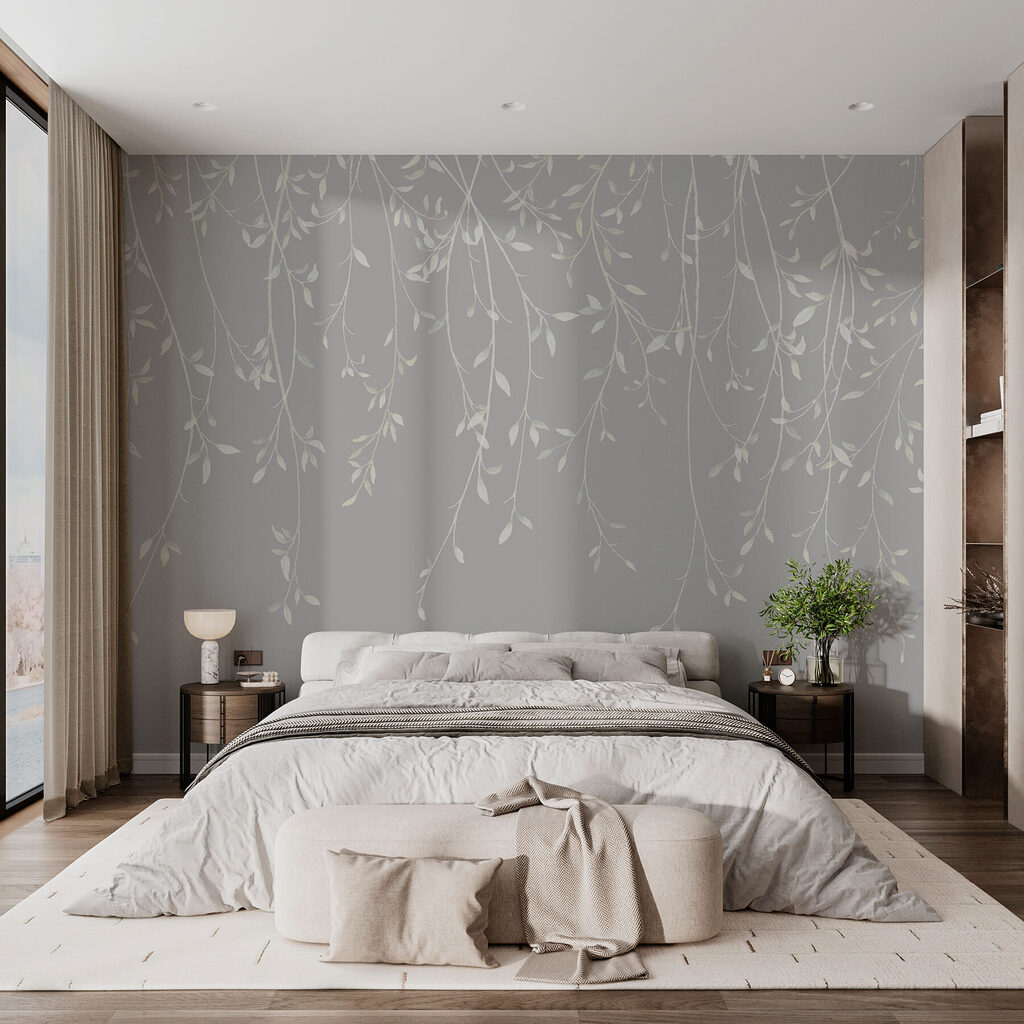 White and gray background with leaves White and gray background with leaves
