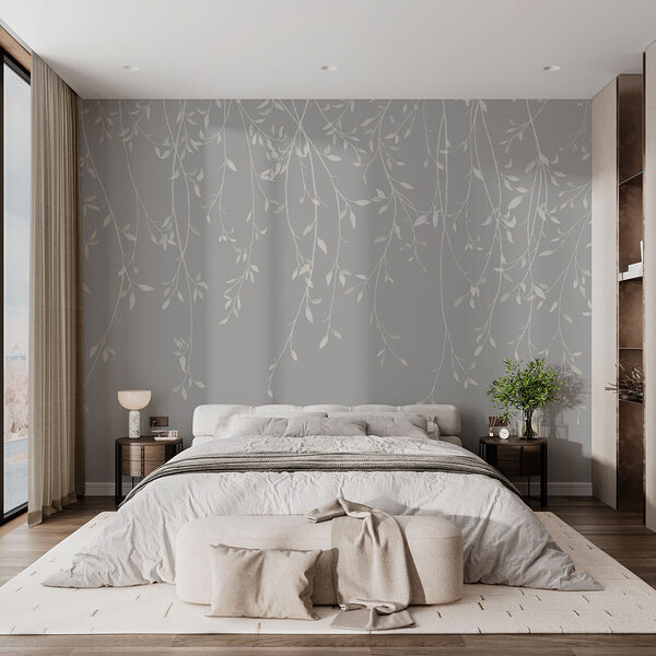 White and gray background with leaves White and gray background with leaves