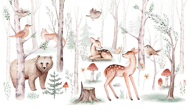Group of animals in the woods Group of animals in the woods