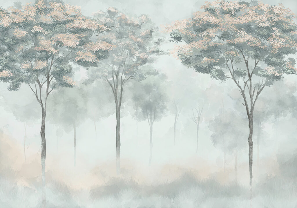 Group of trees in fog Group of trees in fog