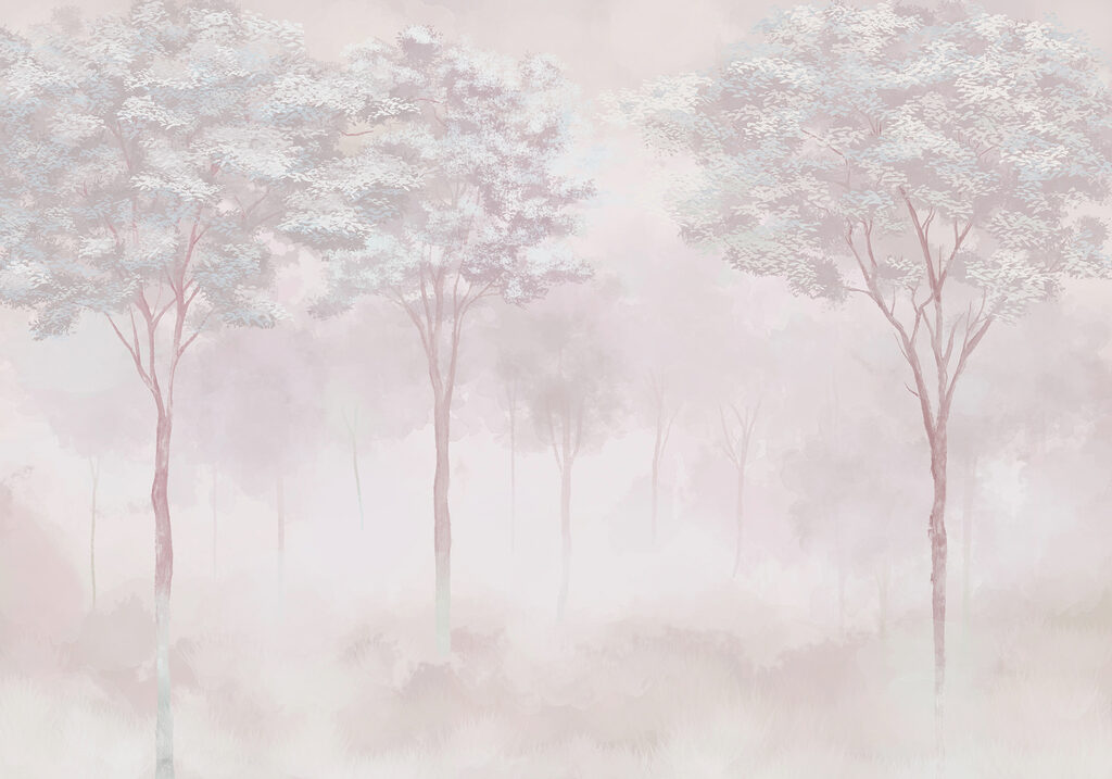 Foggy forest with trees Foggy forest with trees