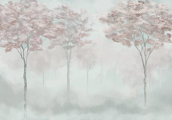 Foggy forest with trees Foggy forest with trees